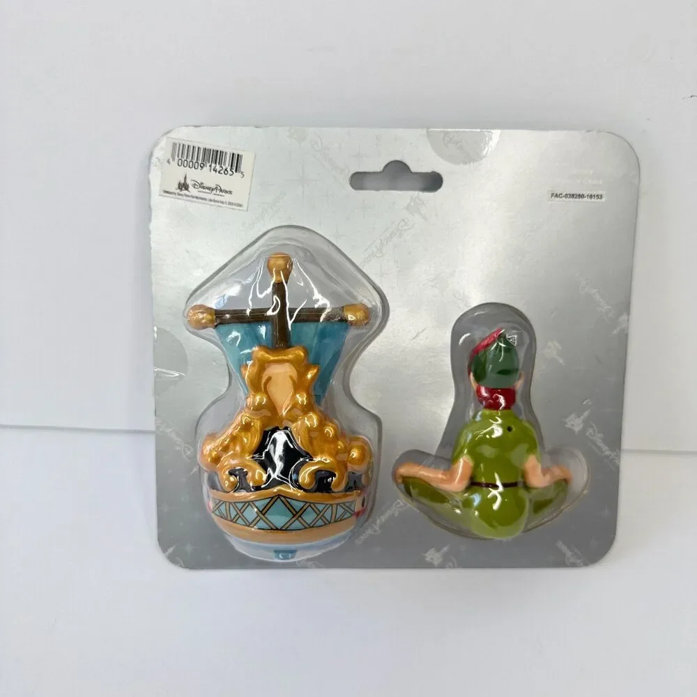 Disney Parks Peter Pan Salt & Pepper Shaker Set Tinker Bell Pirate Ship NIP New